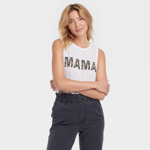 GRAYSON THREADS 'Mama' Graphic Tank Top - White Leopard Print Size Medium - Picture 2 of 10